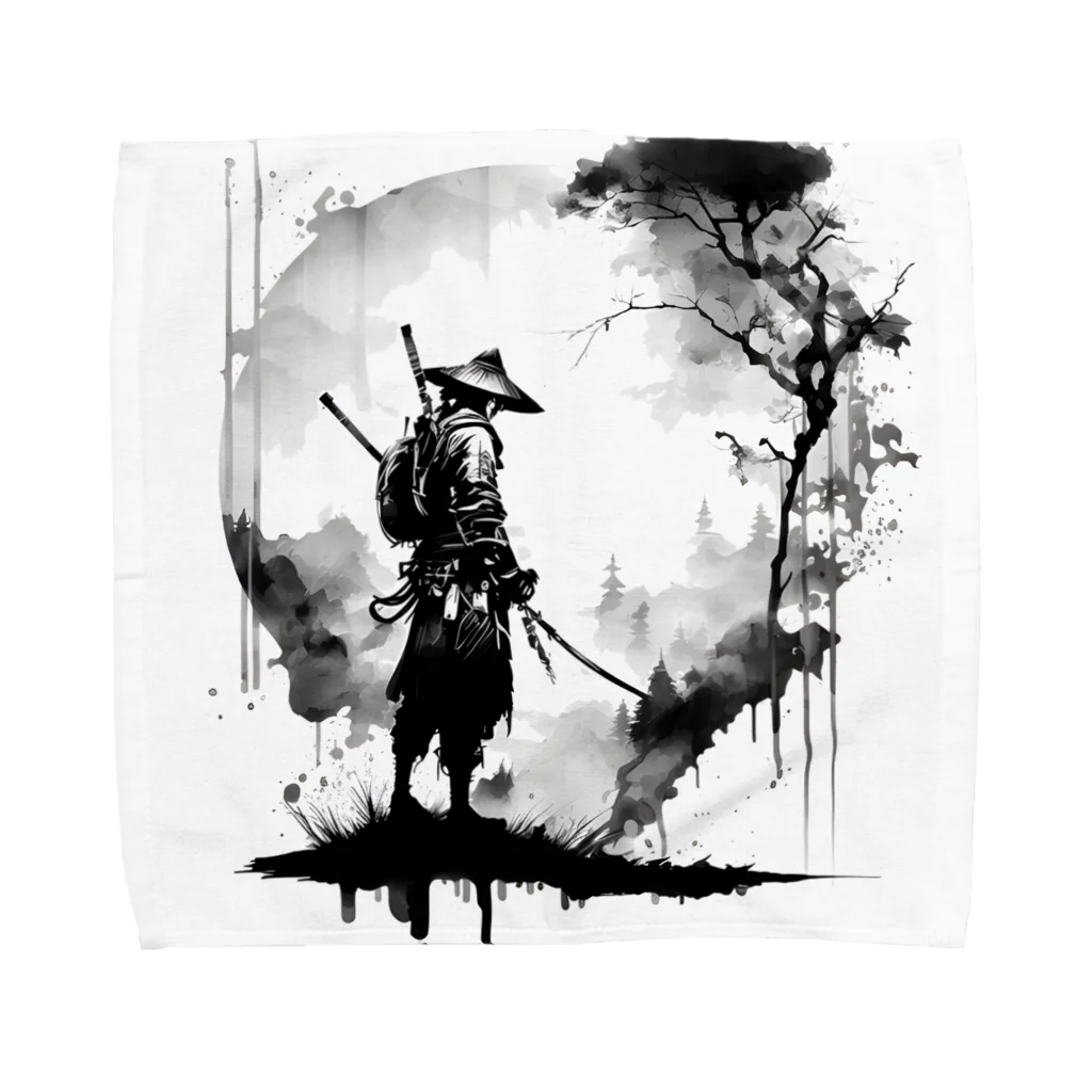 侍(水墨画風) / Design_Lab_Lycorisのタオルハンカチ通販