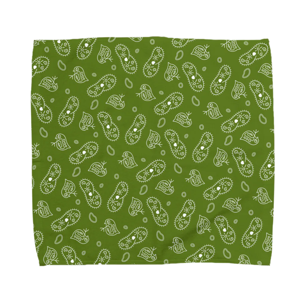 B-catの微生物パターン緑_ハンカチ Towel Handkerchief