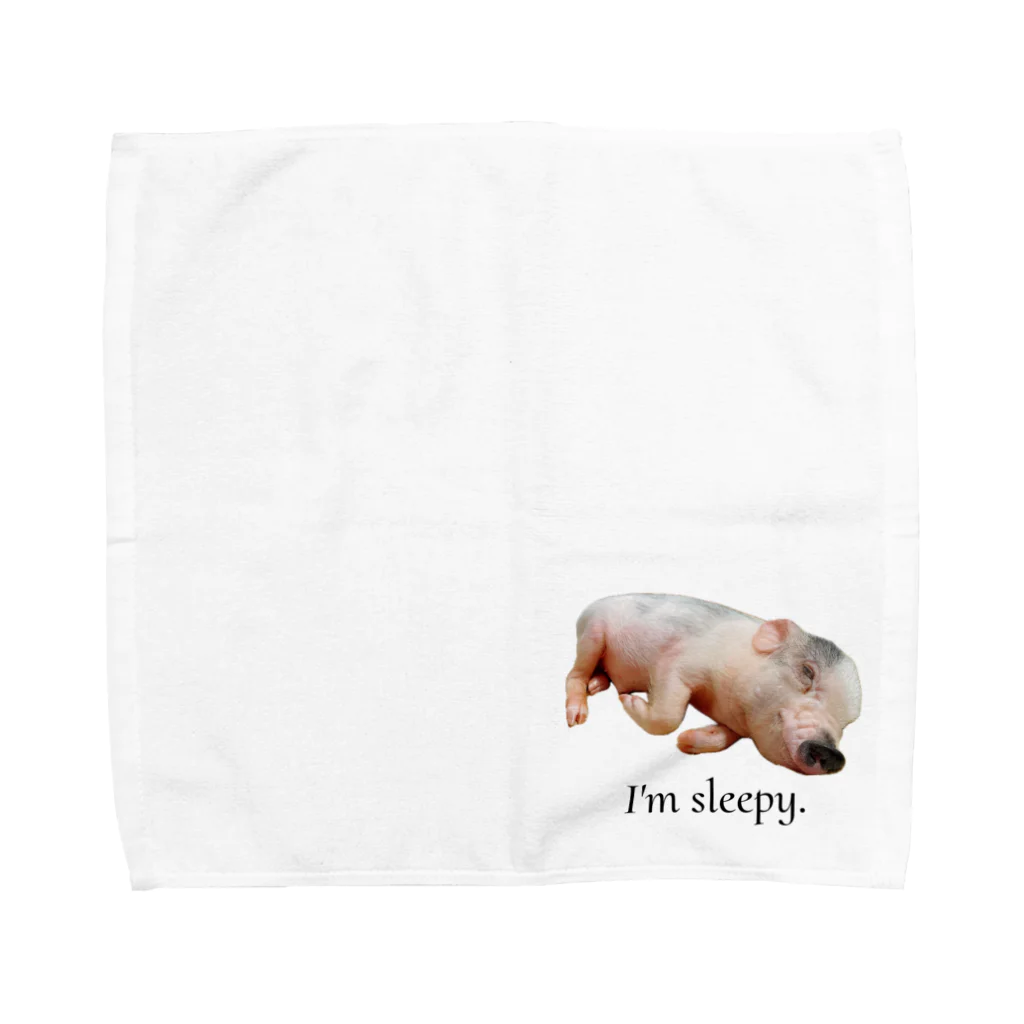 マイクロブタのまっはくんのI'm sleepy. Towel Handkerchief