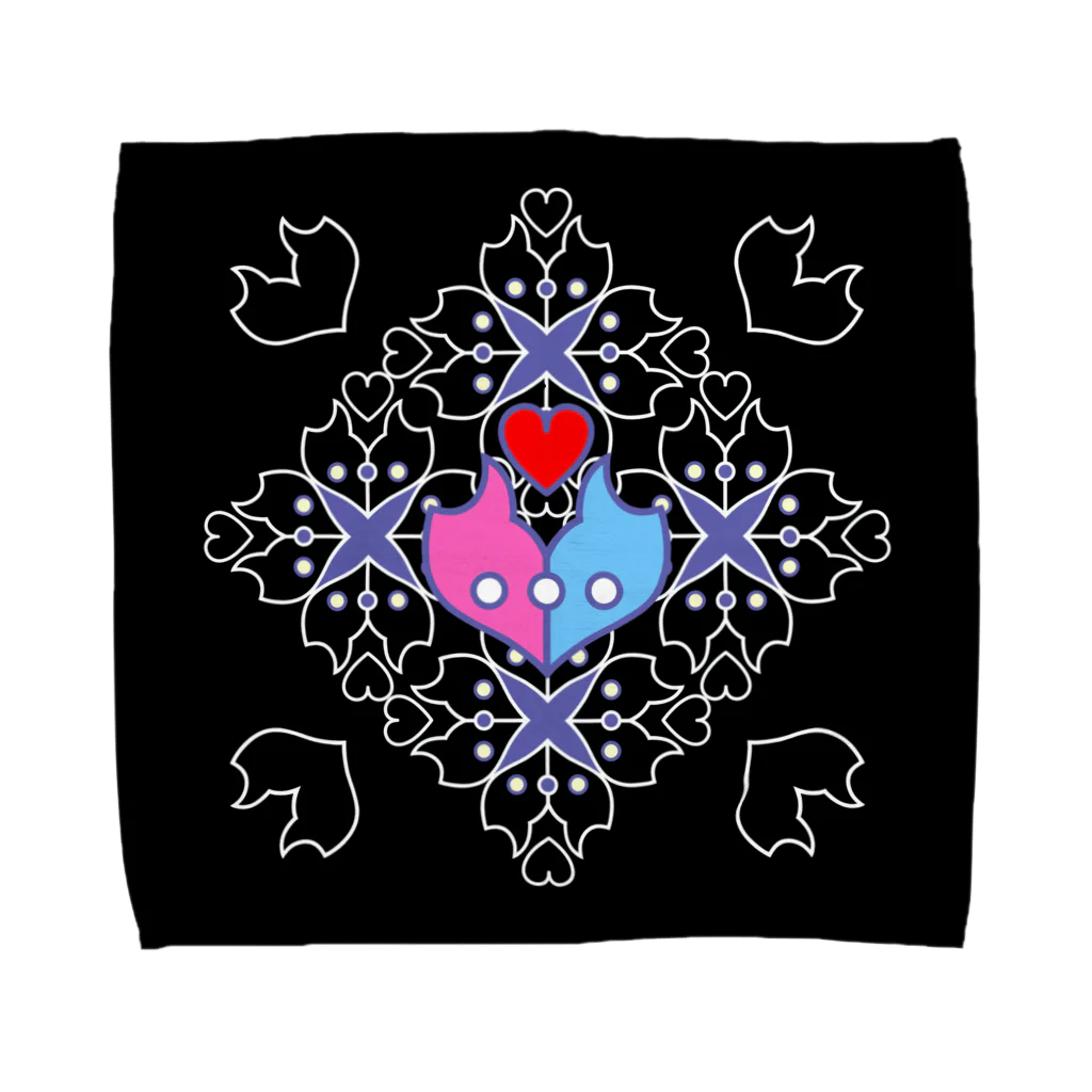 ERIKOERIN ART SHOPの「浪漫花」-ROMANKA-／タオルハンカチ（ブラック） Towel Handkerchief