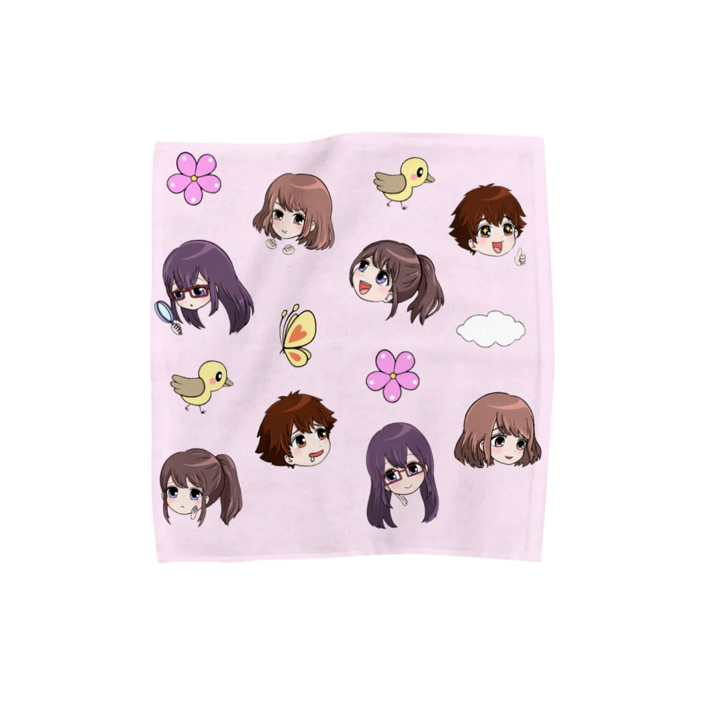 発達花子❀オフィシャルショップのミニキャラたち(ピンク) Towel Handkerchief