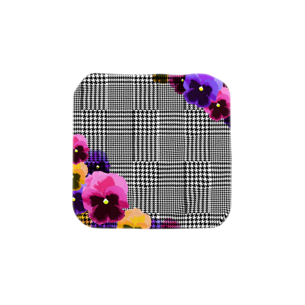 Aki meowのパンジー＆チェック Towel Handkerchief