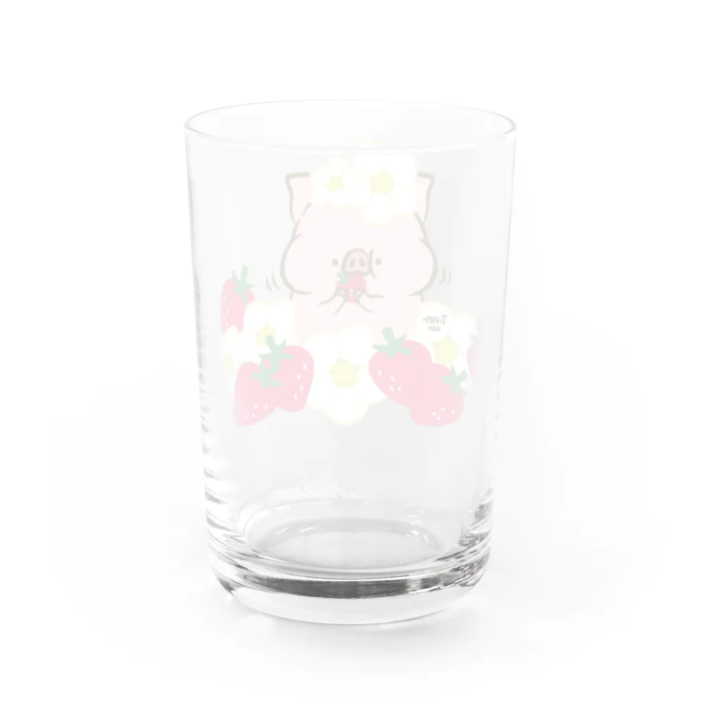 P:ggy（ぴぎー）のおみせのトン野さんとイチゴ Water Glass :back