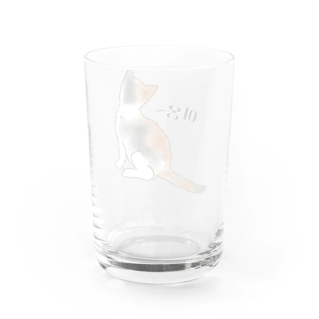 LalaHangeulの三毛猫さん ハングルデザイン  Water Glass :back