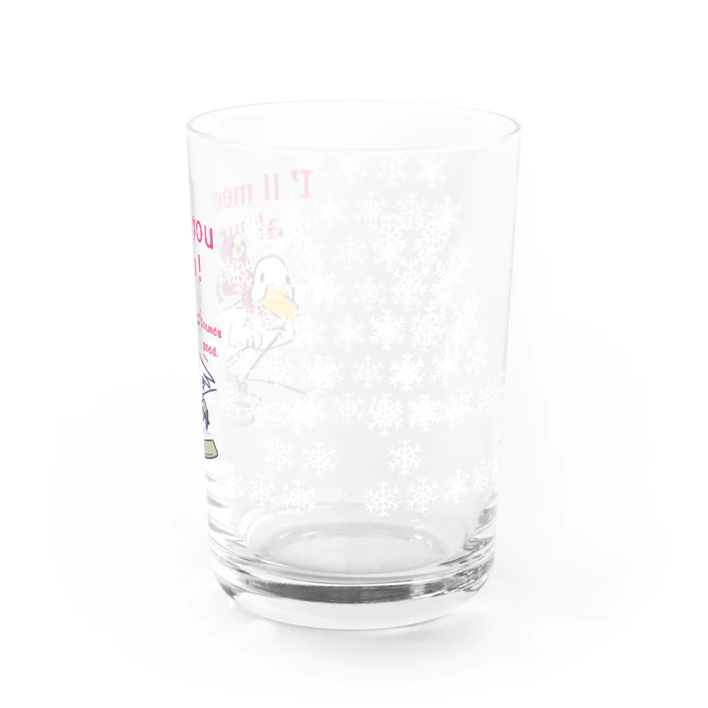イラスト MONYAAT のCT75あひるのおひるさんのスキーE*ブラウン Water Glass :back