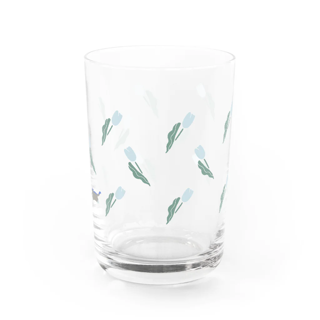 ねこのそらとけ と チューリップ Water Glass :back