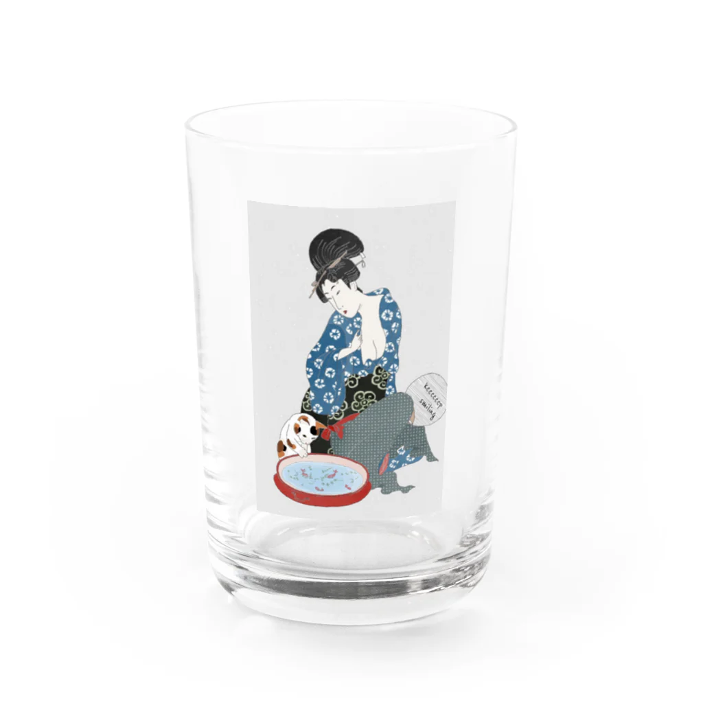 keeeeeep smilingの猫と金魚 Water Glass :front