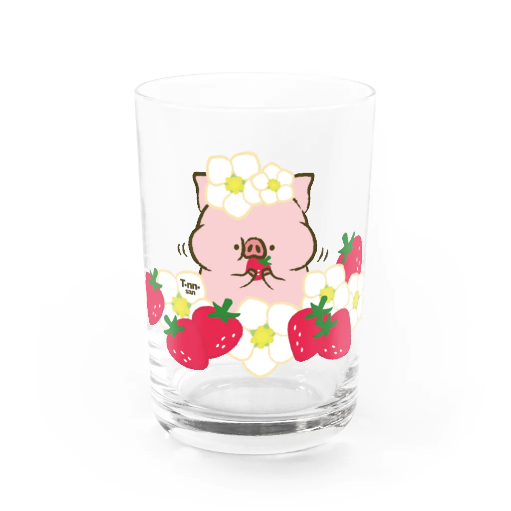 P:ggy（ぴぎー）のおみせのトン野さんとイチゴ Water Glass :front