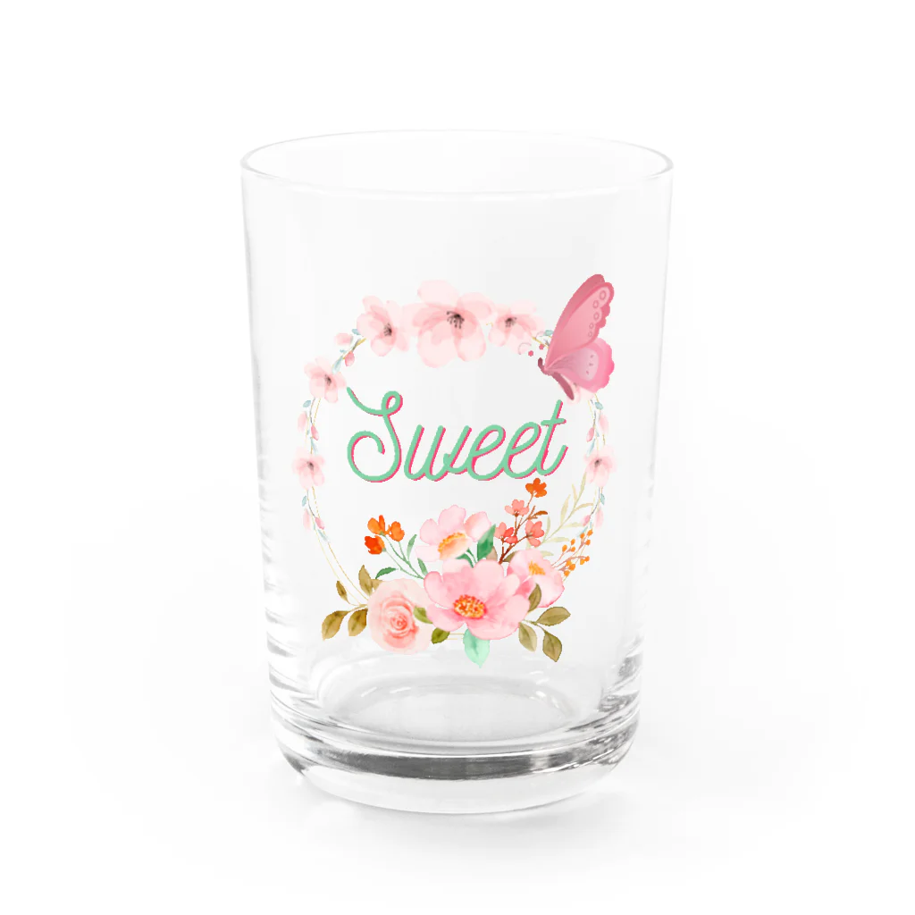 Japan  KAWAIIのフローラルリース Water Glass :front