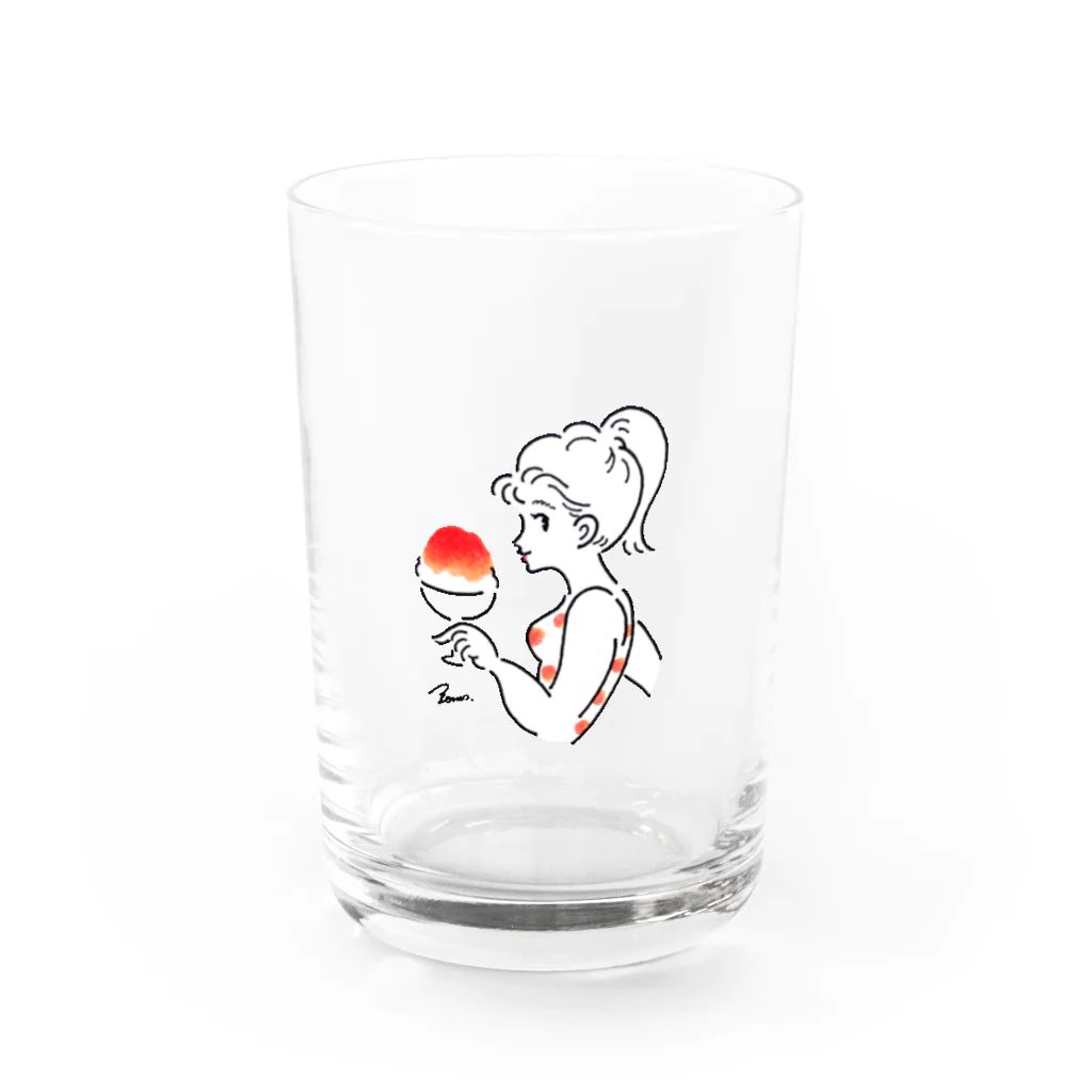 イラストレーターのサンレモのすもものかき氷 Water Glass :front