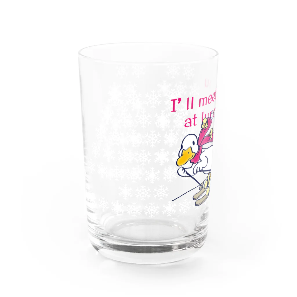 イラスト MONYAAT のCT75あひるのおひるさんのスキーE*ブラウン Water Glass :front