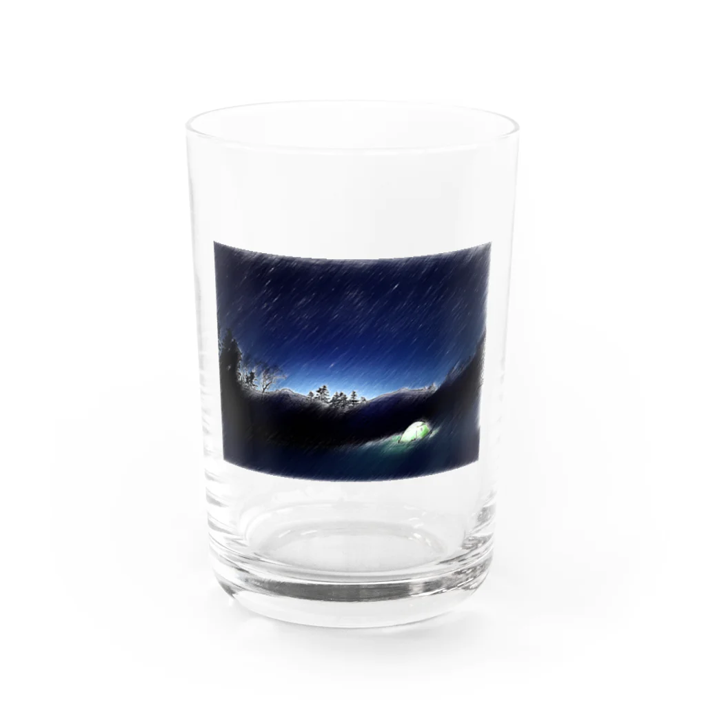 静かな山の頂への冬の星空キャンプ Water Glass :front