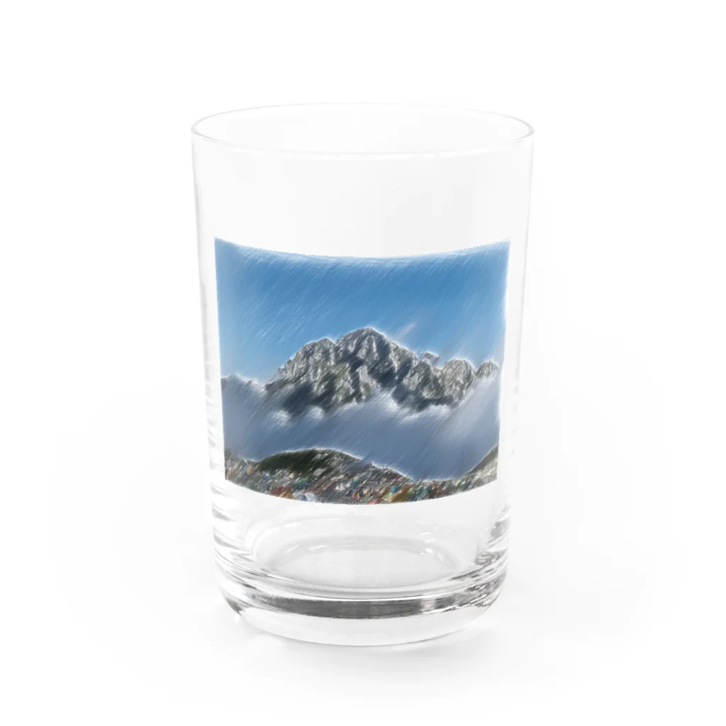 静かな山の頂への雲海の劔岳 Water Glass :front