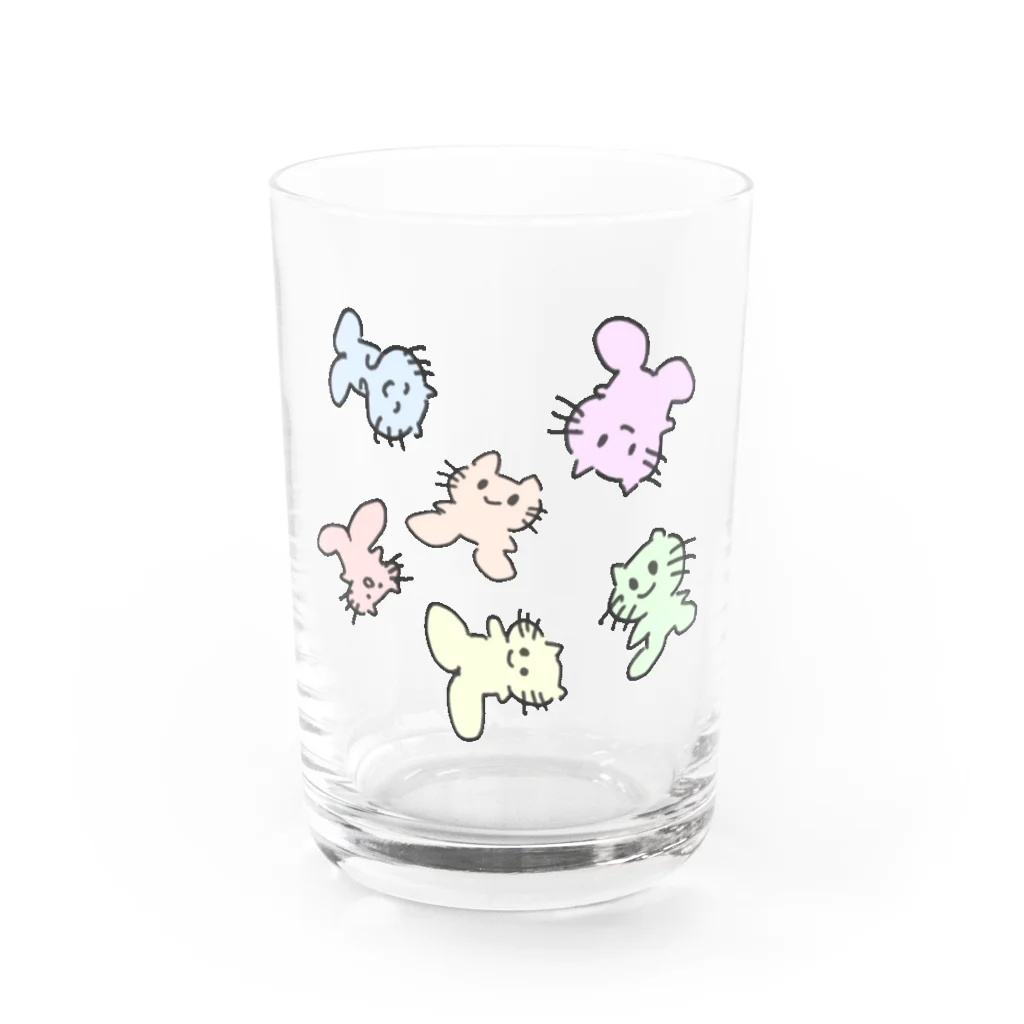生き生き生活の品々の足のでっかい猫 Water Glass :front