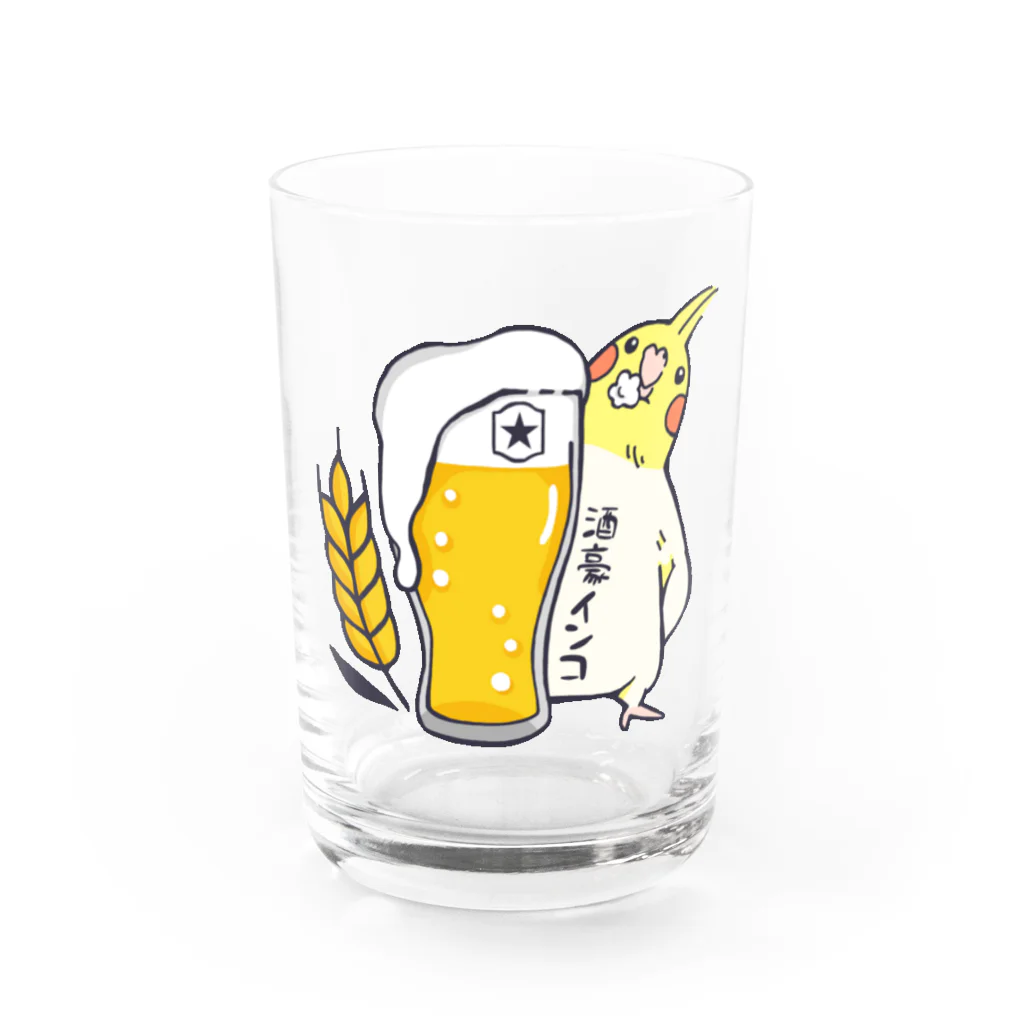 こざくらクラブの酒豪インコ（オカメインコ　ビールver．） Water Glass :front