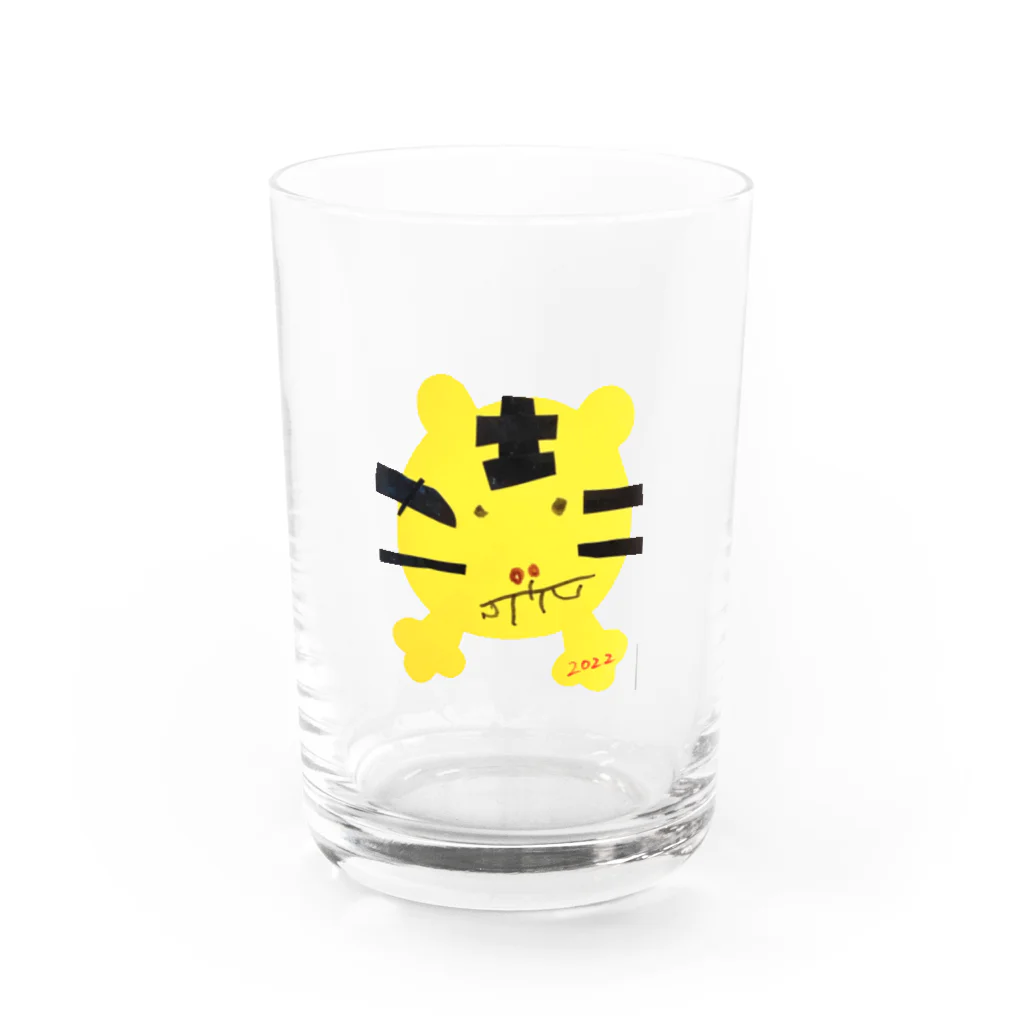 息子画伯の分からんけど、象さん。本当はとらさん。 Water Glass :front