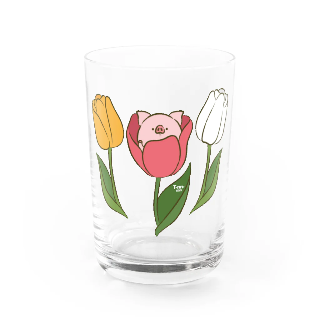 P:ggy（ぴぎー）のおみせのトン野さんとチューリップ Water Glass :front