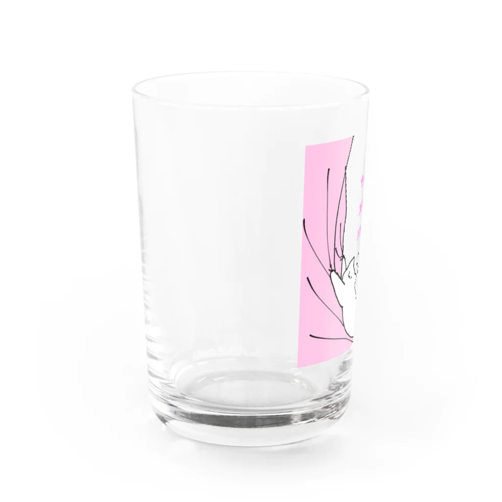 チョコミントのカーテンと猫 Water Glass :left