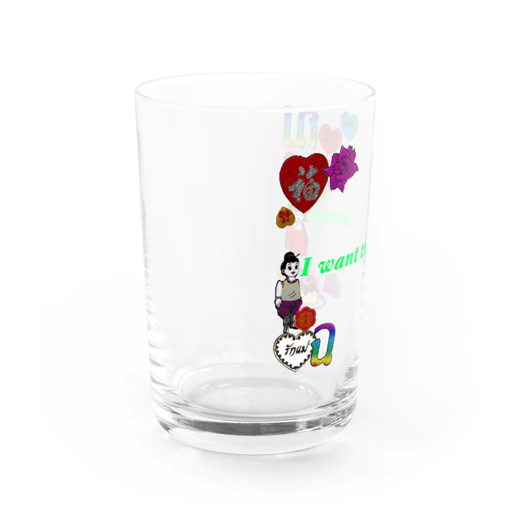 寿々木ここねのI want to eat naan(グリーン) Water Glass :left