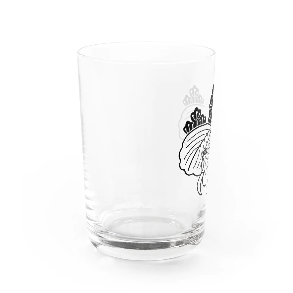 『Nothing Is Real』-- IN SUZURIの動物家紋。H.T.（桐とゾウ）黒 Water Glass :left