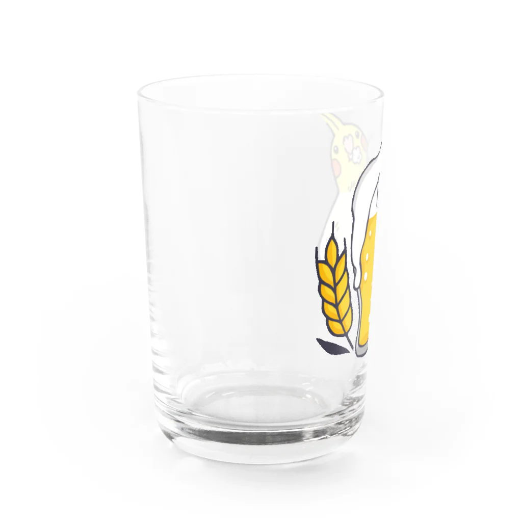 こざくらクラブの酒豪インコ（オカメインコ　ビールver．） Water Glass :left