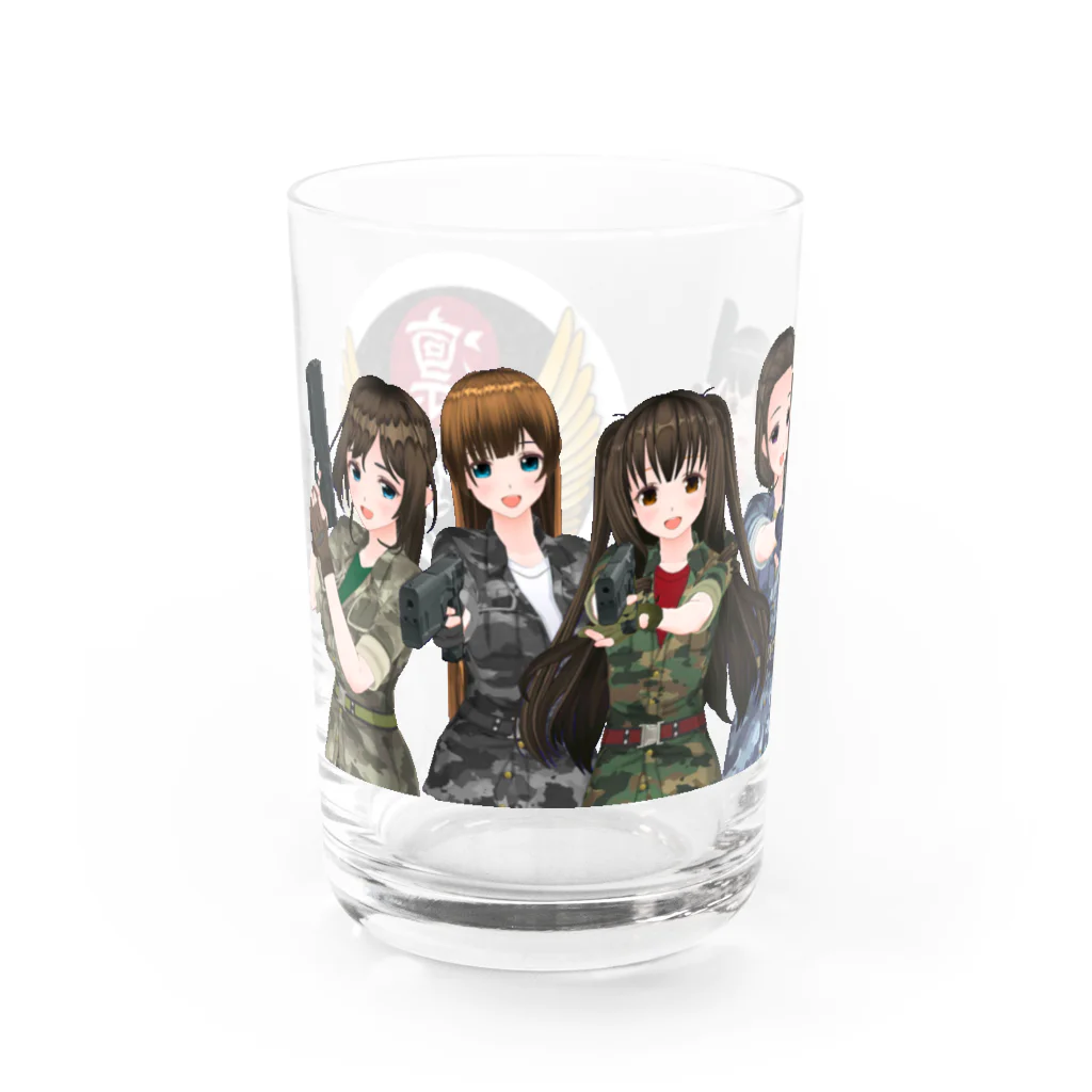 凛護隊　凛ちゃんショップの凛護隊ロゴ入り迷彩服全員集合グラス Water Glass :left