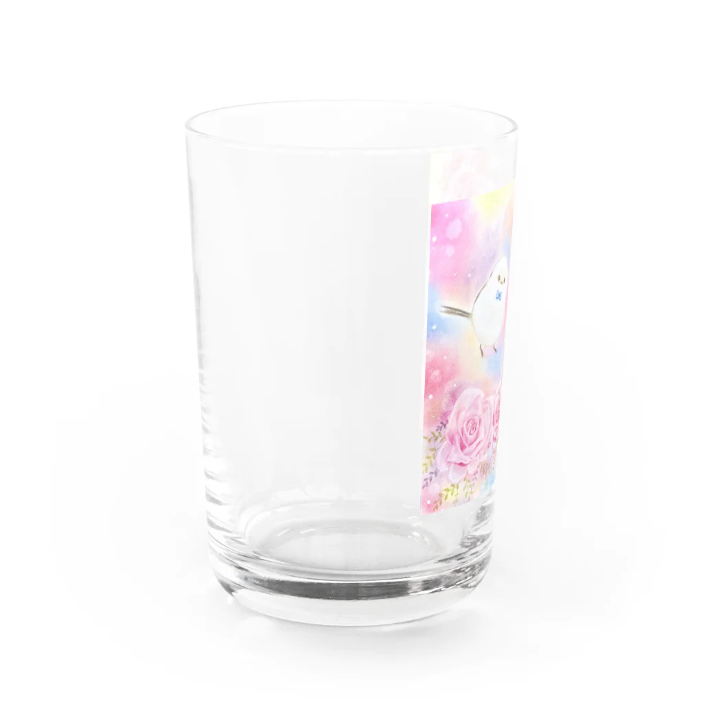 る〜ぷのシマエナガさんと薔薇 Water Glass :left