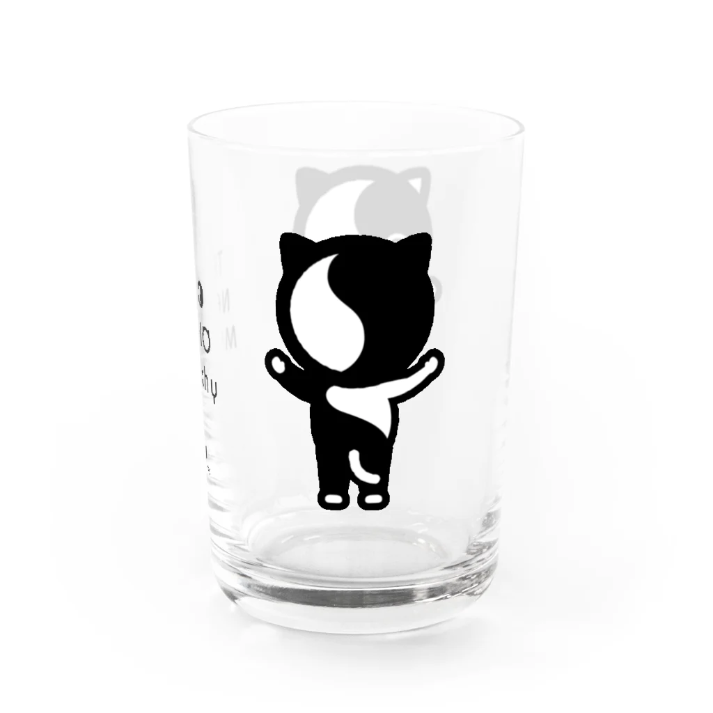 くねくね道のタオ猫みっちー グラス（バンザイ）（文字ブラック） Water Glass :right