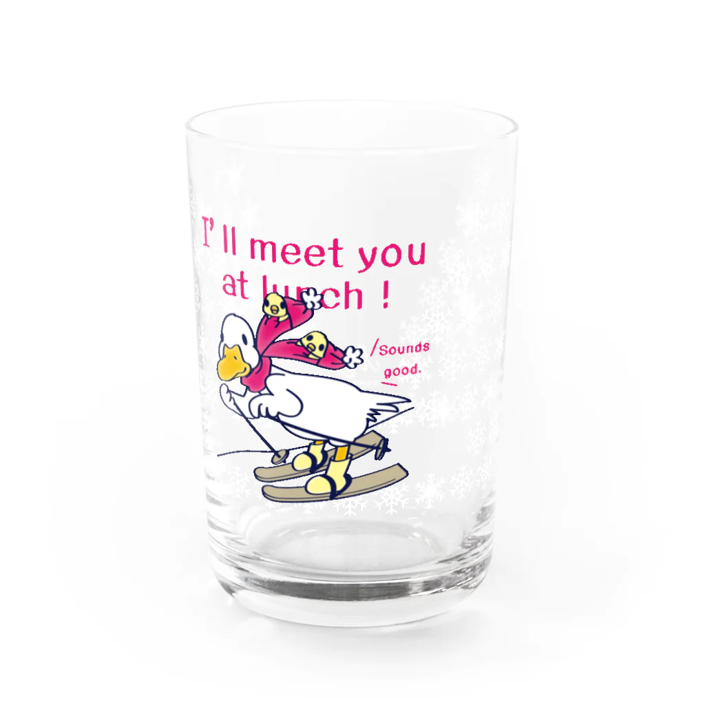 イラスト MONYAAT のCT75あひるのおひるさんのスキーE*ブラウン Water Glass :right