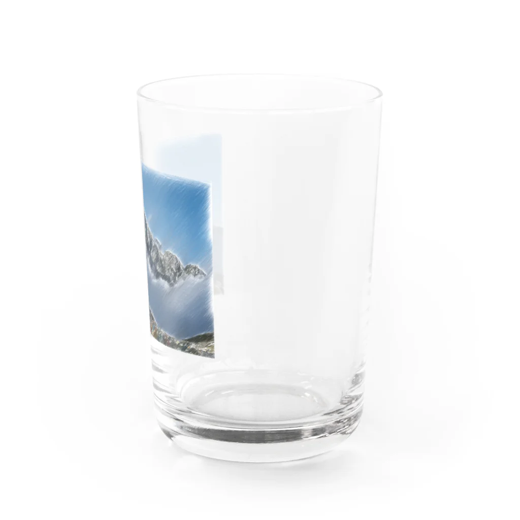静かな山の頂への雲海の劔岳 Water Glass :right