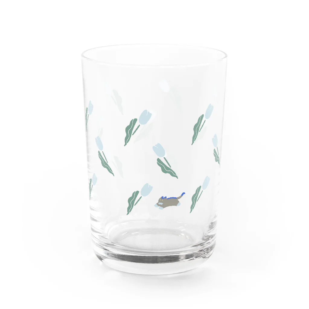 ねこのそらとけ と チューリップ Water Glass :right