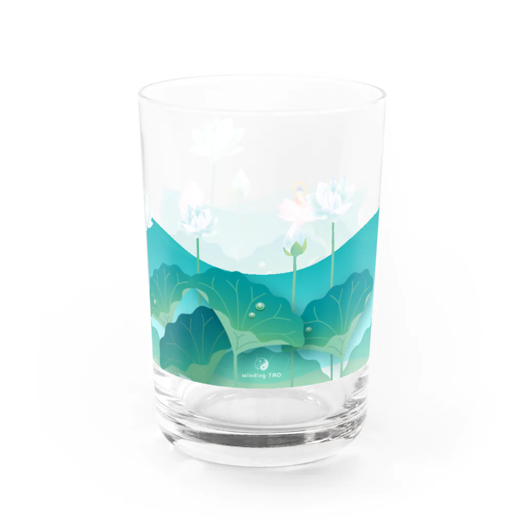 くねくね道の蓮とお釈迦様（グラス） Water Glass :right