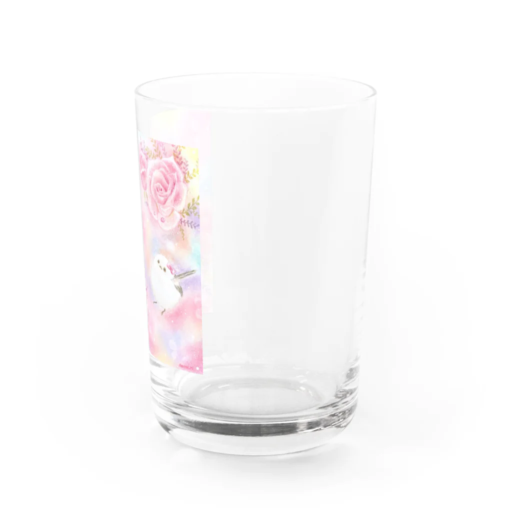 る〜ぷのシマエナガさんと薔薇 Water Glass :right