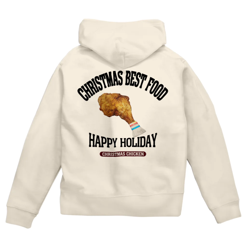 メシテロタイプ（飯テロTシャツブランド）のクリスマスチキン（ビンテージ風） Zip Hoodie