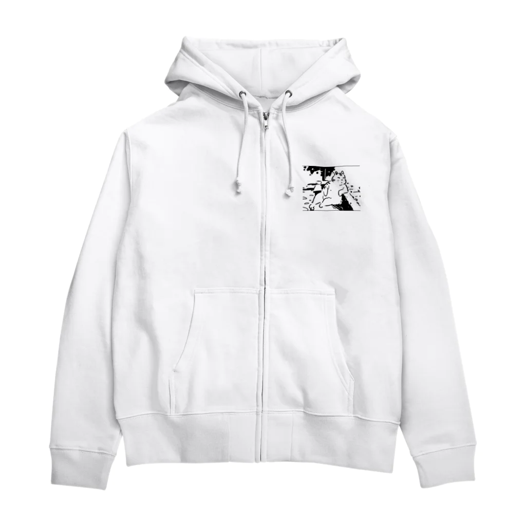 山形屋米店の肘をついてくつろぐ猫 Zip Hoodie