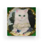 NORIMA'S SHOP のドレスを着た白い子猫のアンティーク風肖像画 Acrylic Block