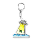 ELNAサポートショップのUFOに連れ去られるウミガメ Acrylic Key Chain