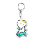 さかやの白に茶キックボード猫 Acrylic Key Chain