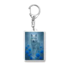 蒼い薔薇のアトリエの蒼薔薇アートピース －銀狼のまなざし－ Acrylic Key Chain