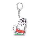 イラスト MONYAAT の赤ぱんポメラのサッカー 雑貨 Acrylic Key Chain