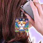 かわいいちびキャラ💛の花火を楽しむちびキャラワンちゃん Acrylic Key Chain