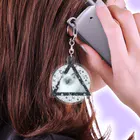 ｉＯｉ　ドット柄 水玉模様 専門店のもふもふ白猫ドットコラージュブラックトライアングル&ホワイトサークル Acrylic Key Chain