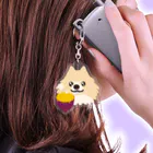 イラスト MONYAAT の焼き芋　味を知ったポメラニアン*イラスト型 Acrylic Key Chain