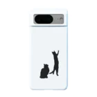 小鳥と映画館の何かを見つめる黒猫たち Android Smartphone Case