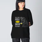 ビールとアート TM-3 Designの彫刻 × BEER（考える人：考えるな、感じろ! とりあえずビール!!）白線画 Big Long Sleeve T-Shirt
