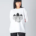 『Nothing Is Real』-- IN SUZURIの動物家紋。H.T.（桐にゾウ）黒 Big Long Sleeve T-Shirt