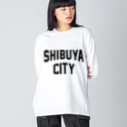 JIMOTOE Wear Local Japanの渋谷区 SHIBUYA WARD ロゴブラック Big Long Sleeve T-Shirt