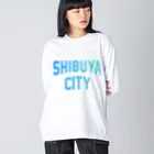 JIMOTOE Wear Local Japanの渋谷区 SHIBUYA WARD ロゴブルー Big Long Sleeve T-Shirt