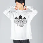 『Nothing Is Real』-- IN SUZURIの動物家紋。H.T.（桐にゾウ）黒 Big Long Sleeve T-Shirt