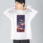蒼い狐のAIの描いた宇宙 Big Long Sleeve T-Shirt